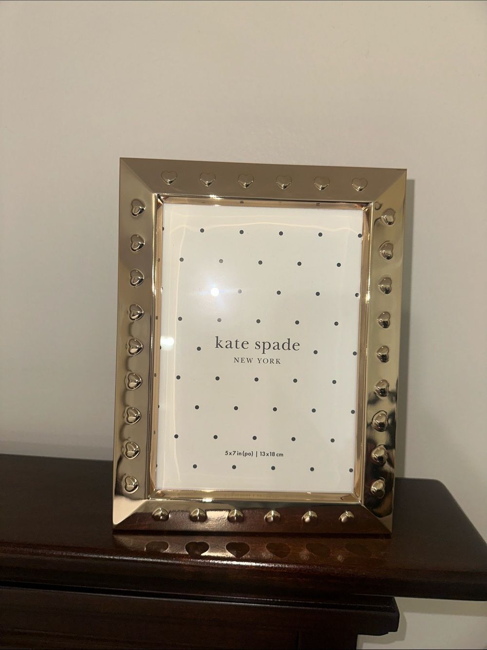 Kate Spade x Lenox Gold Tone Plush Back Rectangular Heart Accent Picture Frame